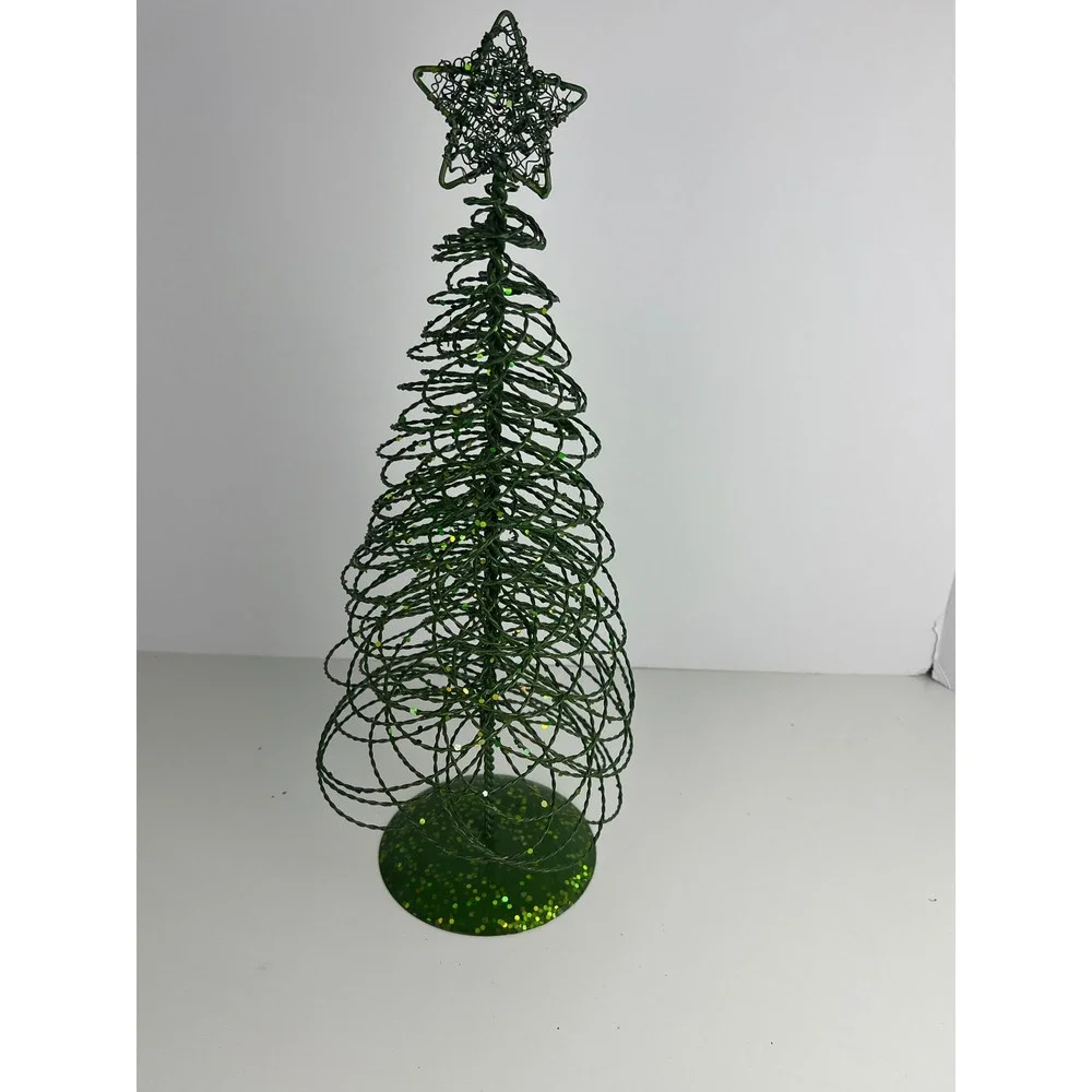 Pier One Glitter‎ Wire Christmas Tree Star Topper Festive Holiday Decor Green